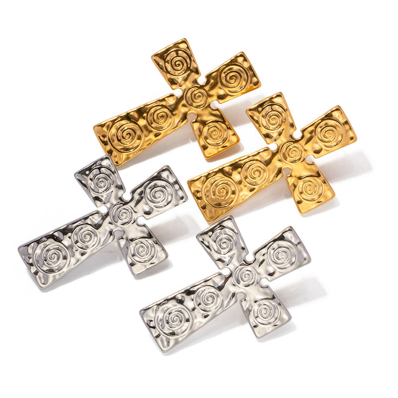 SILVER CROSS EARRING