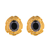 GOLD WITH BLACK CRYSTAL EARRING