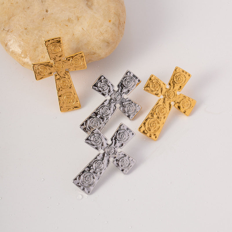 SILVER CROSS EARRING