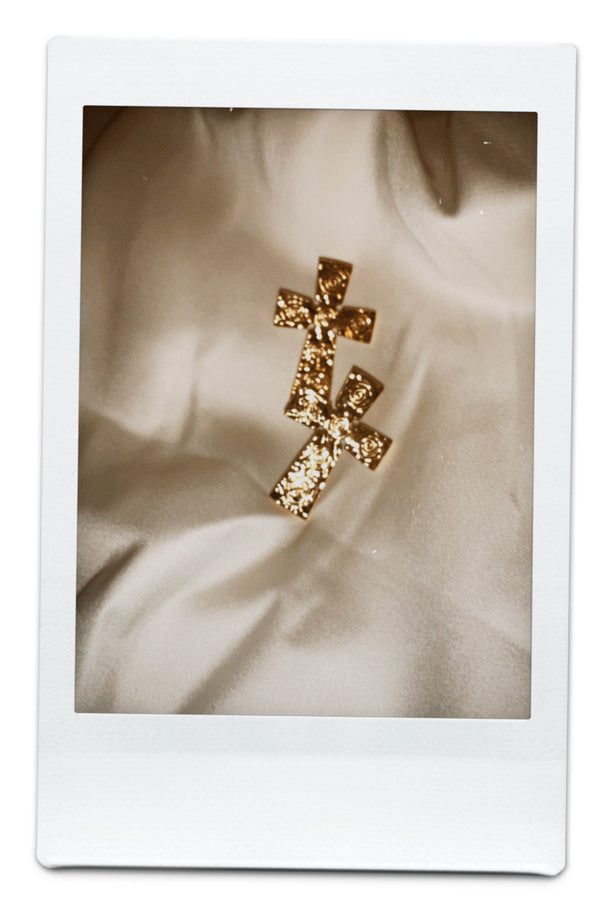 GOLD CROSS EARRING